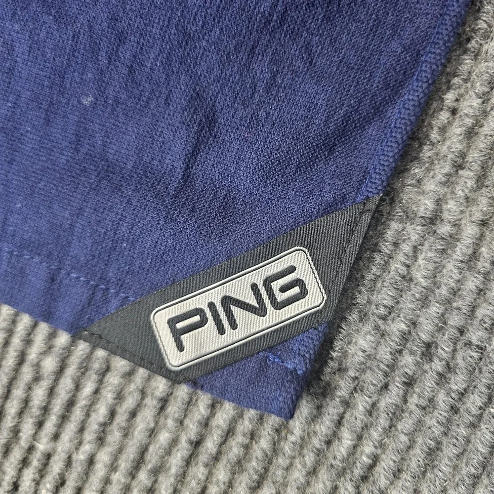 PING Golf Player Towel Blue Red Striped Cotton 35in X 20in Golf Bag Cart
